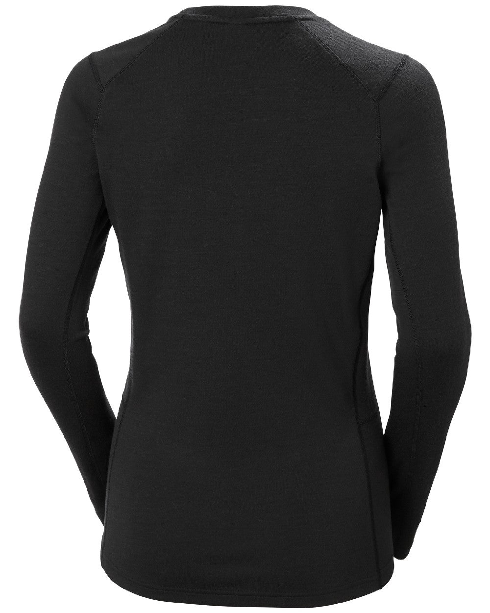 Black Coloured Helly Hansen Womens Lifa Merino Midweight Crew Base Layer on white background 