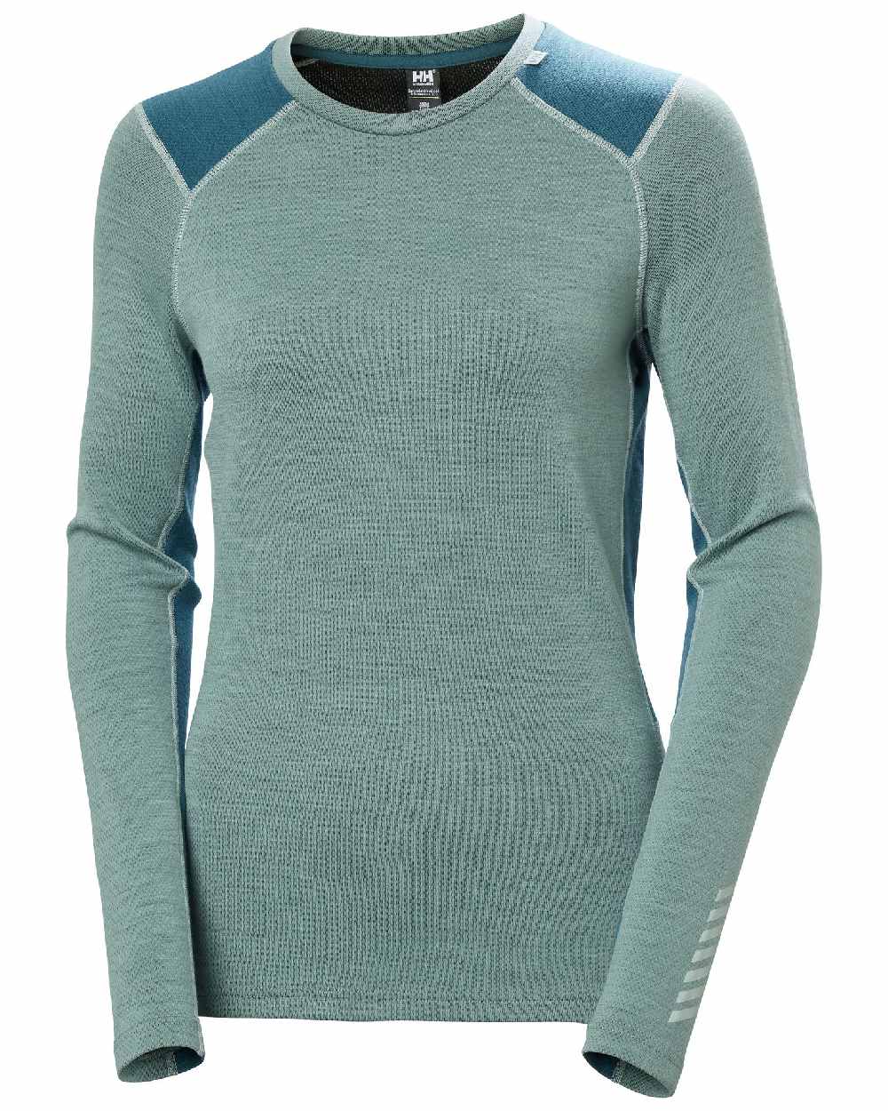 Cactus Coloured Helly Hansen Womens Lifa Merino Midweight Crew Base Layer on white background 