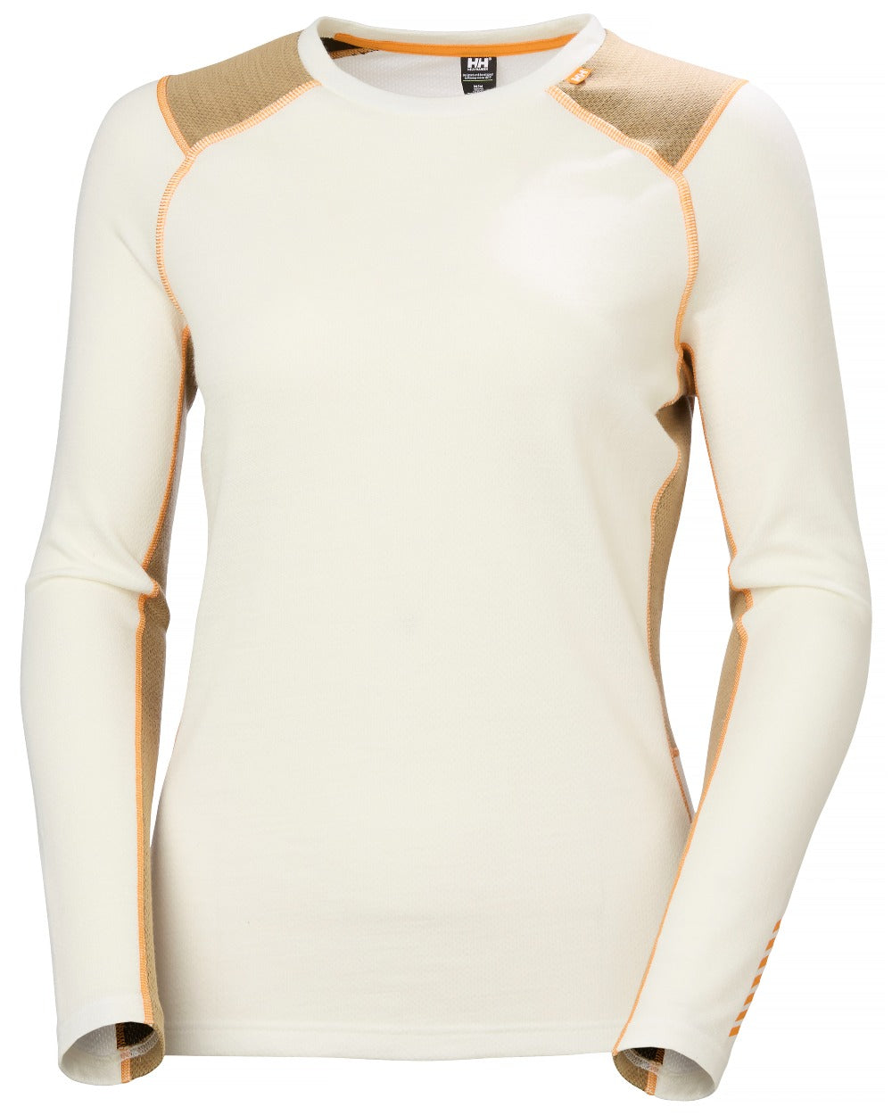 Snow Coloured Helly Hansen Womens Lifa Merino Midweight Crew Base Layer on white background 