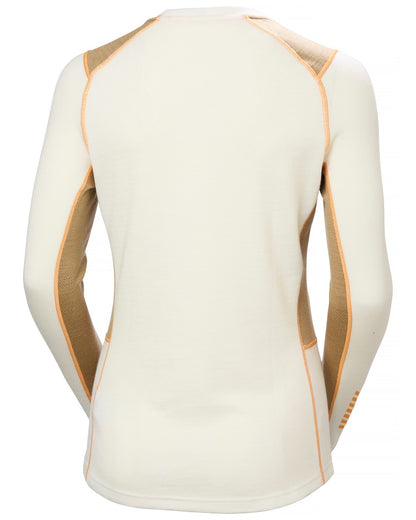 Snow Coloured Helly Hansen Womens Lifa Merino Midweight Crew Base Layer on white background 