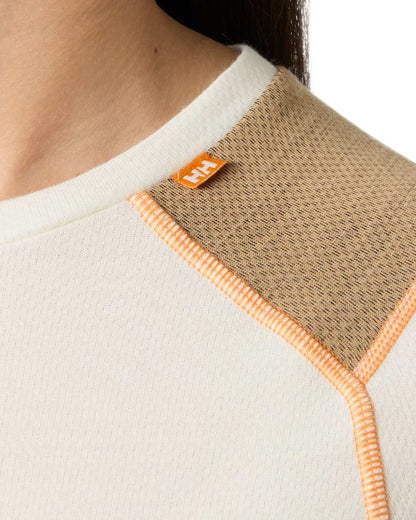Snow Coloured Helly Hansen Womens Lifa Merino Midweight Crew Base Layer on white background 