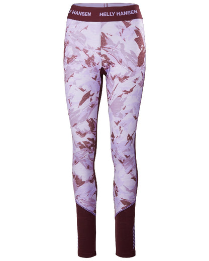 Hickory Mountain Camo Coloured Helly Hansen Womens Lifa Merino Midweight Graphic Base Layer Pants on white background 