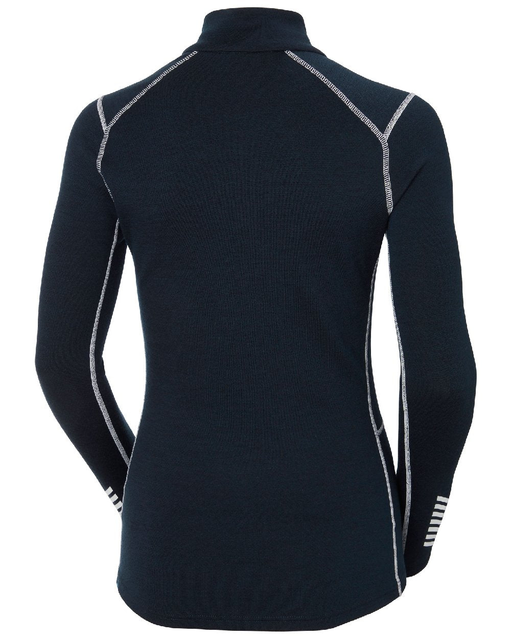 Navy Coloured Helly Hansen Womens Lifa Merino Midweight Half-Zip Base Layer on white background 