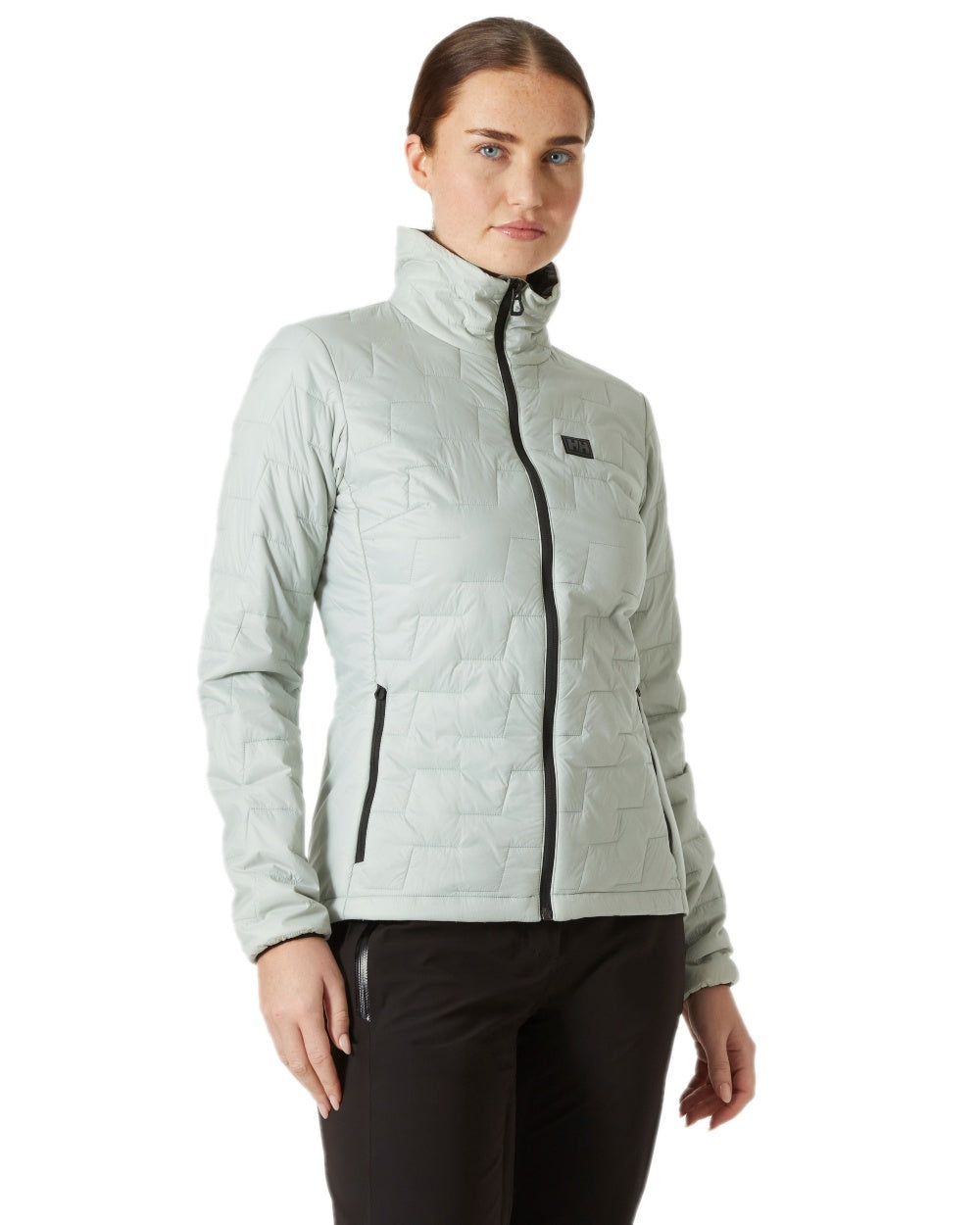 Green Mist Coloured Helly Hansen Womens Lifaloft Insulator Jacket on white background 