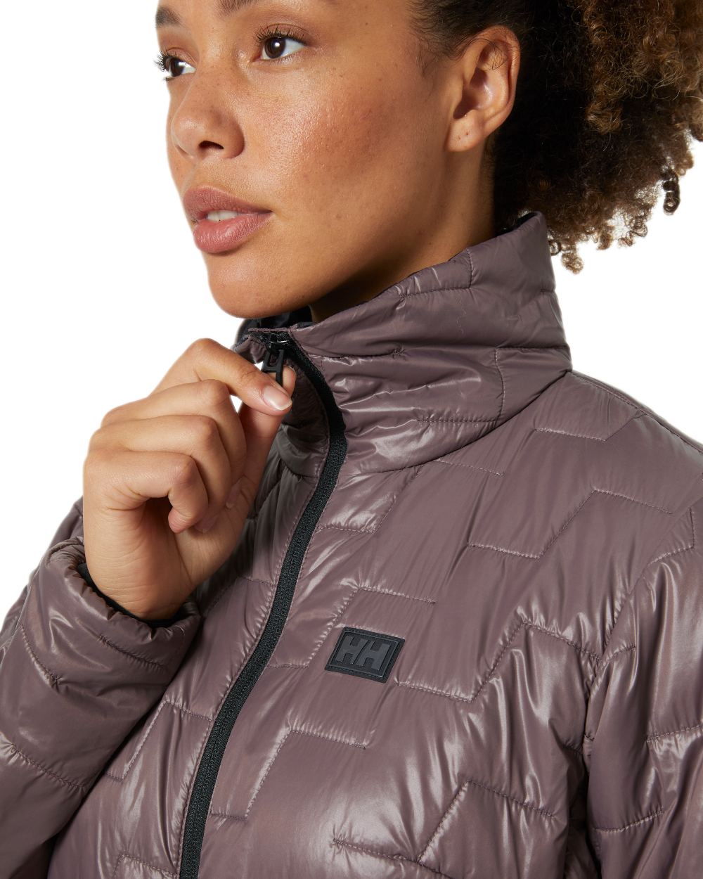 Sparrow Grey Coloured Helly Hansen Womens Lifaloft Insulator Jacket on white background 