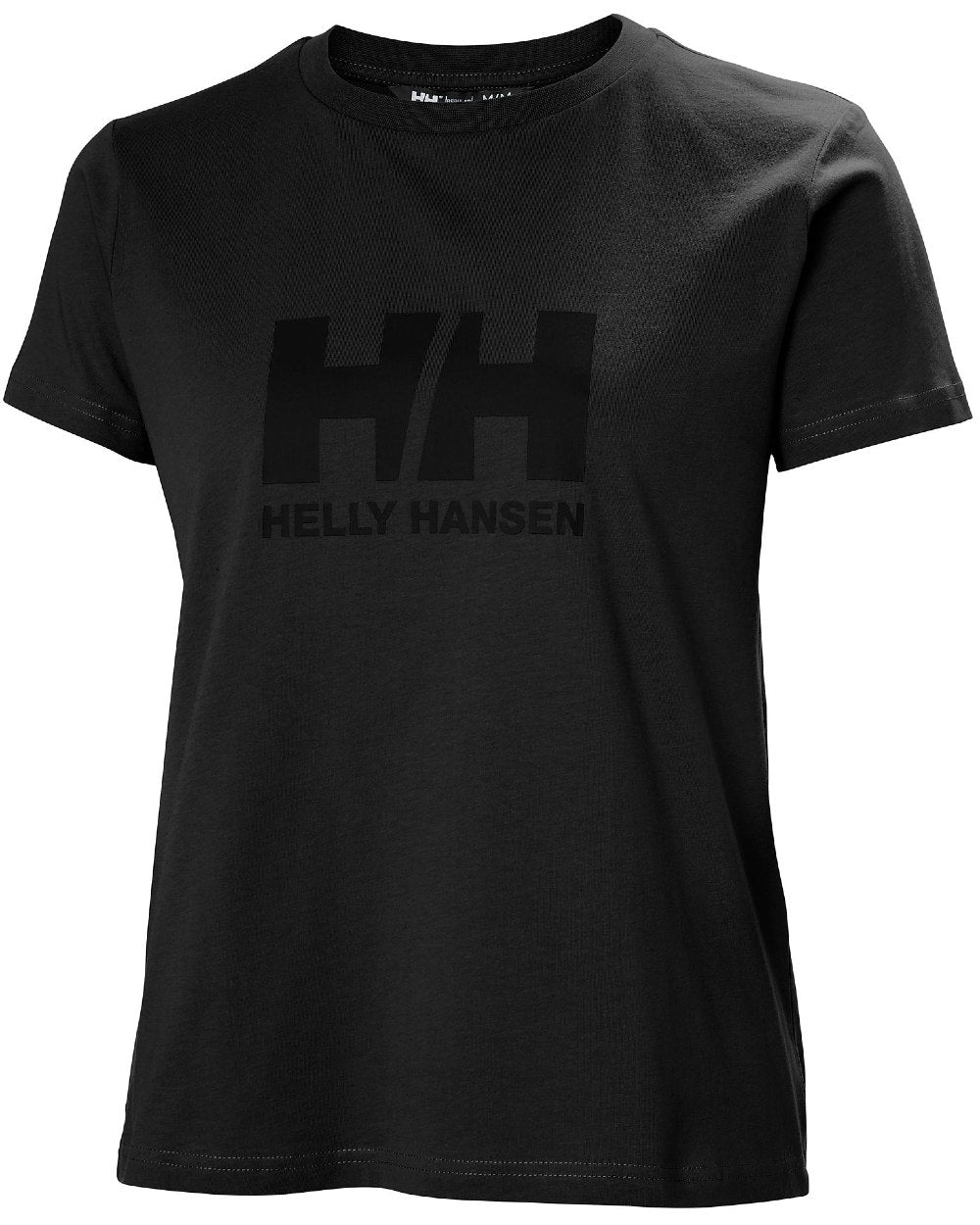 Black Coloured Helly Hansen Womens Logo T-Shirt 3.0 on white background 