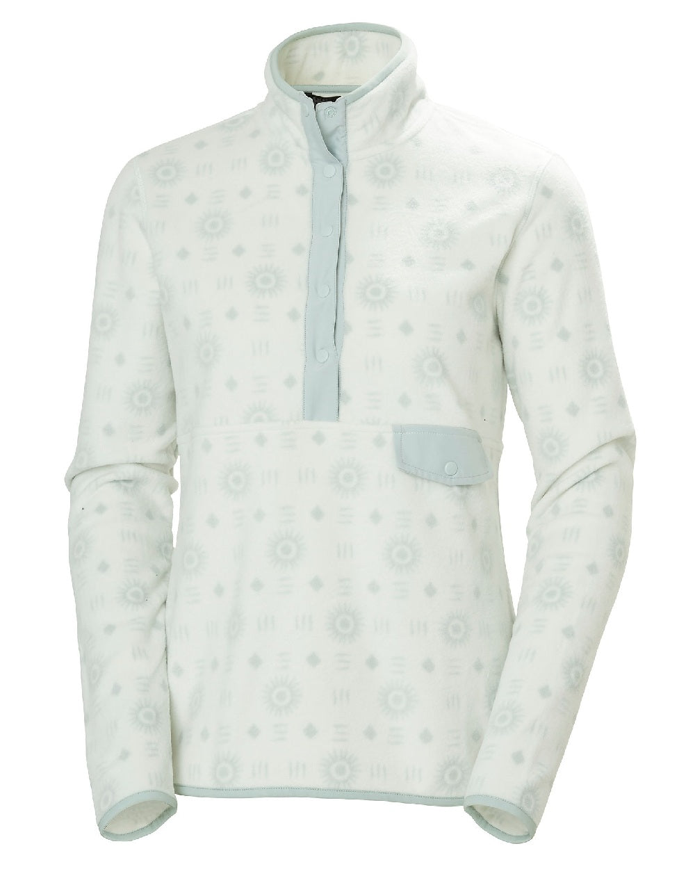 Seafoam Sunny coloured Helly Hansen Womens Maridalen Printed Fleece Jacket on white background 
