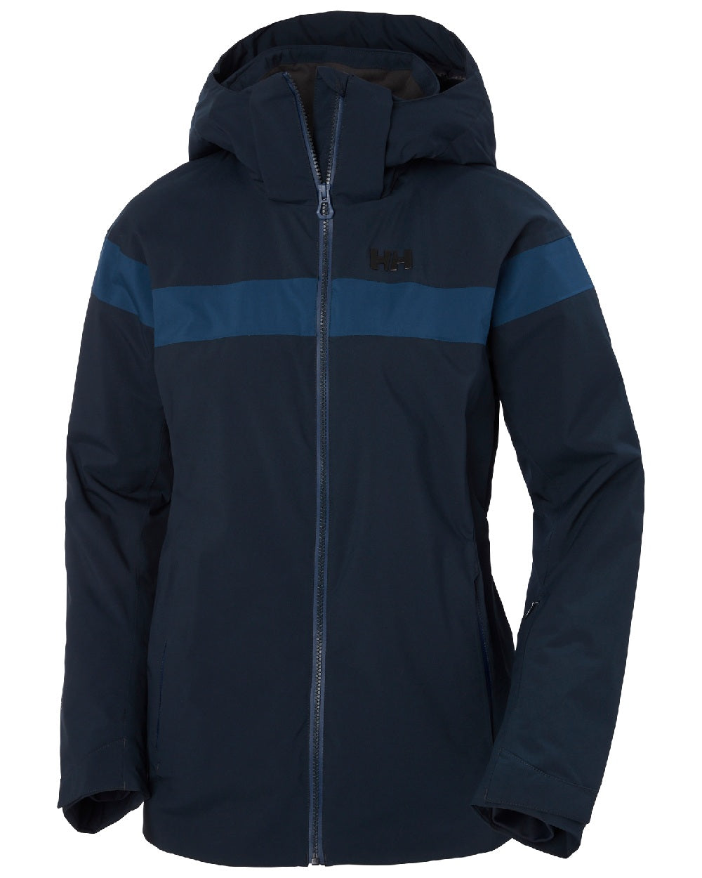 Navy Coloured Helly Hansen Womens Motionista Lifaloft Ski Jacket on white background 