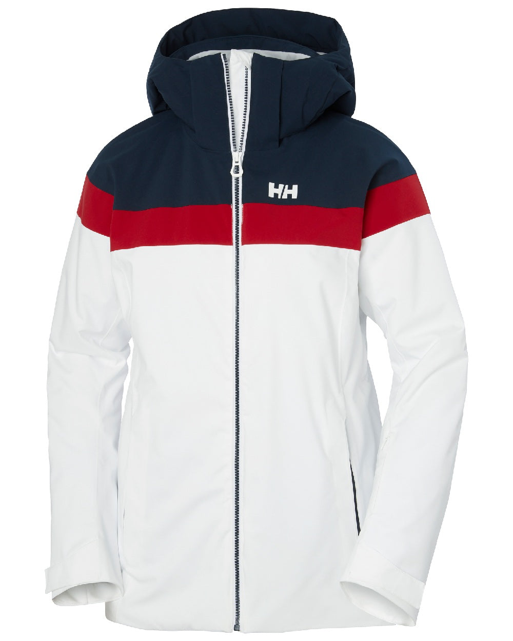 White Coloured Helly Hansen Womens Motionista Lifaloft Ski Jacket on white background 