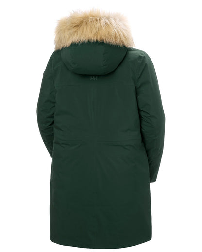 Dark Jungle Coloured Helly Hansen Womens Nesna Parka on White Background 