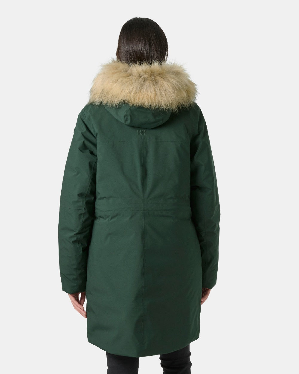 Dark Jungle Coloured Helly Hansen Womens Nesna Parka on White Background 