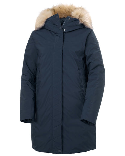 Navy Coloured Helly Hansen Womens Nesna Parka on White Background 