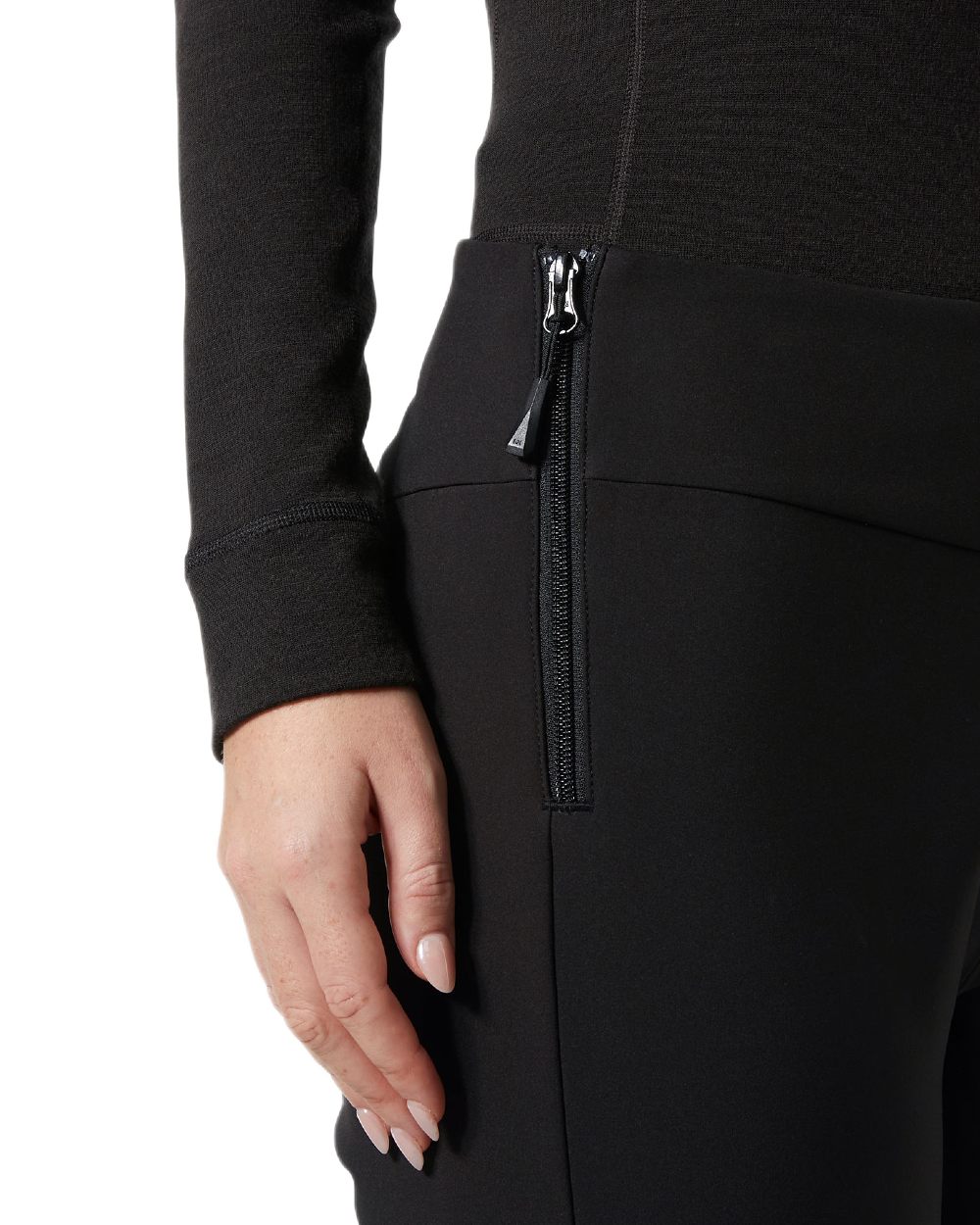 Black Coloured Helly Hansen Womens Nora Softshell Pants on white background 