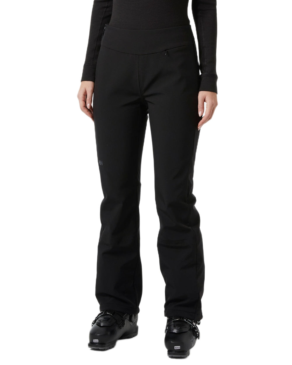 Black Coloured Helly Hansen Womens Nora Softshell Pants on white background 