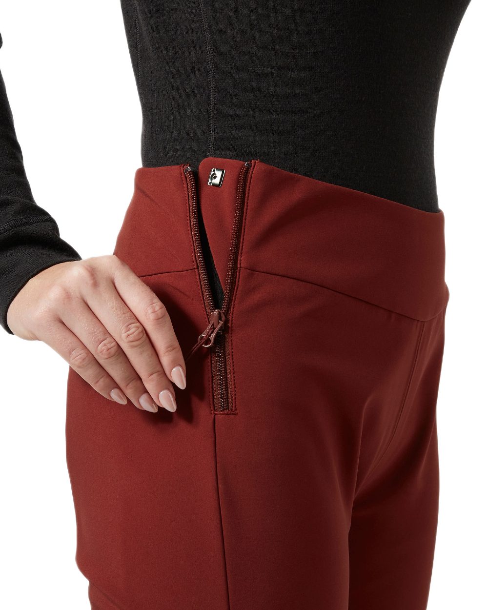 Mars Red Coloured Helly Hansen Womens Nora Softshell Pants on white background 