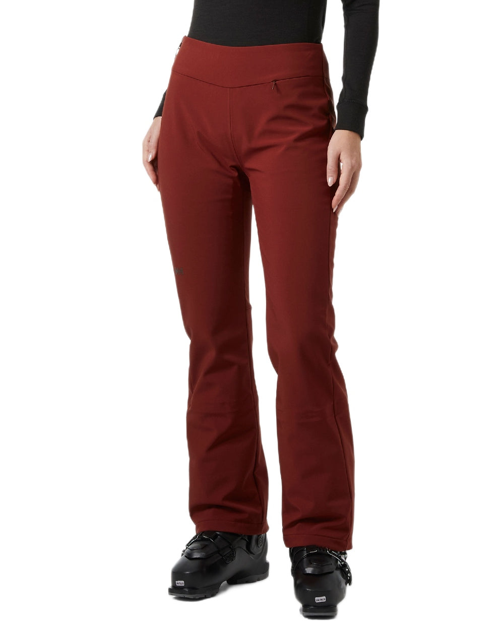 Mars Red Coloured Helly Hansen Womens Nora Softshell Pants on white background 