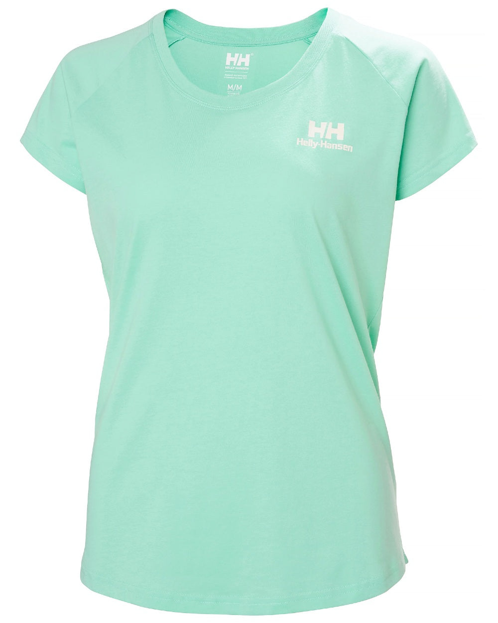 Lagoon coloured Helly Hansen Womens Nord Graphic Drop T-Shirt on white background 