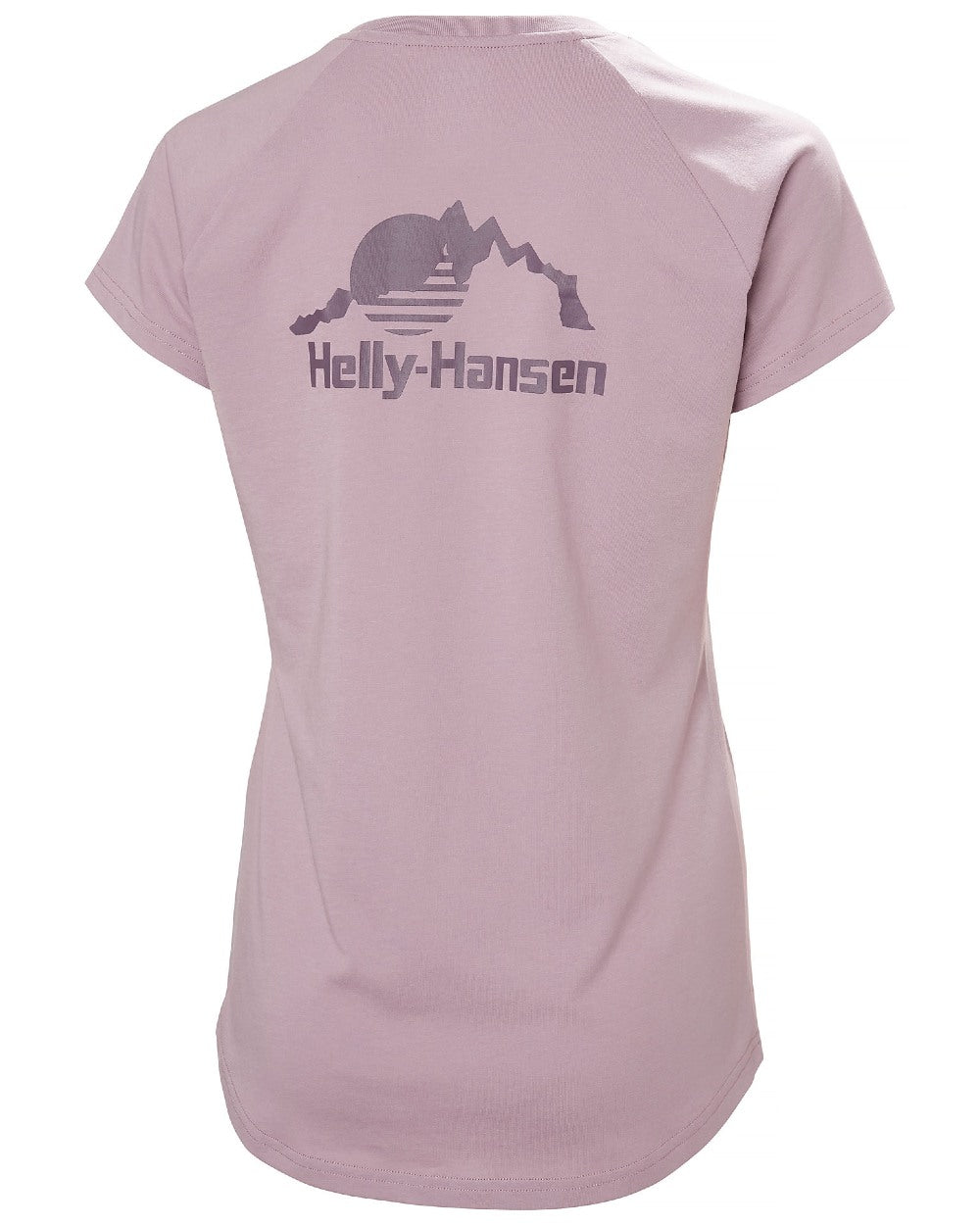 Purple Clay coloured Helly Hansen Womens Nord Graphic Drop T-Shirt on white background 