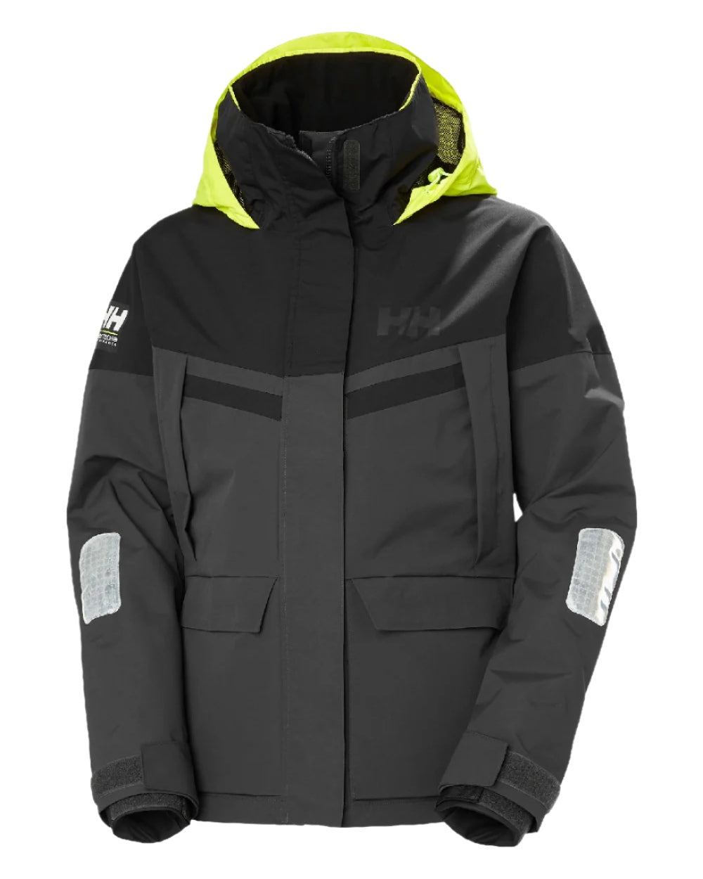 Ebony coloured Helly Hansen Womens Pier 4.0 Jacket on white background 