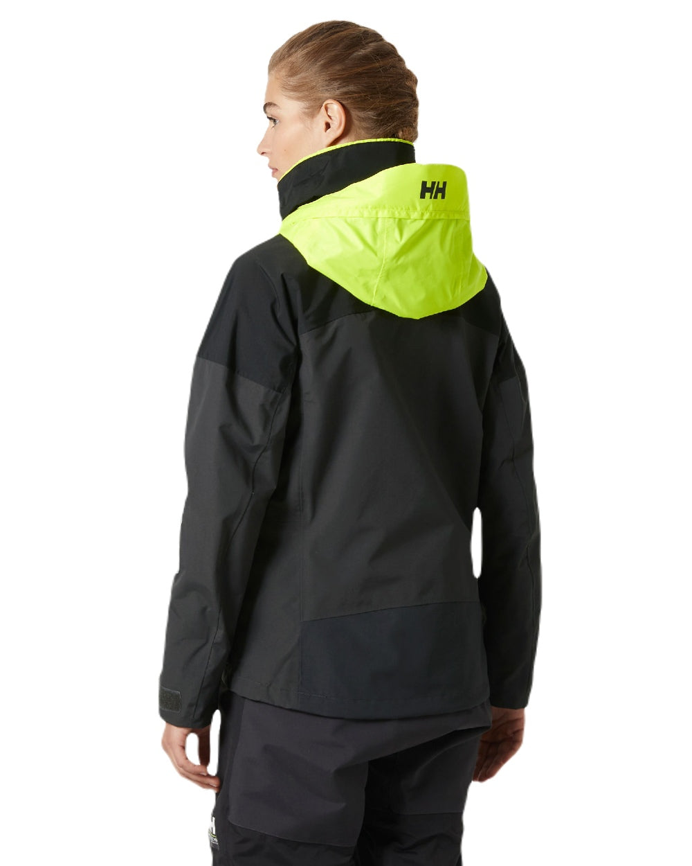 Ebony coloured Helly Hansen Womens Pier 4.0 Jacket on white background 