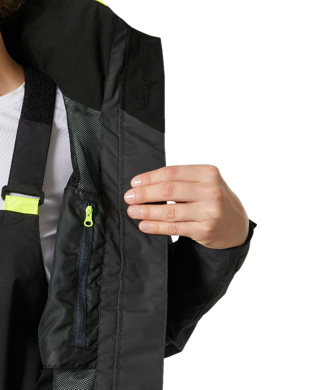 Ebony coloured Helly Hansen Womens Pier 4.0 Jacket on white background 