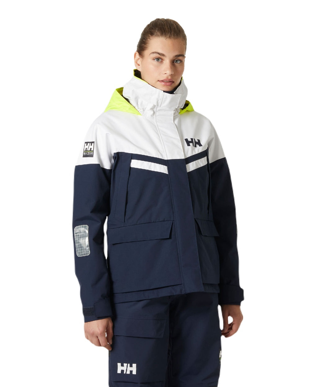 Navy coloured Helly Hansen Womens Pier 4.0 Jacket on white background 