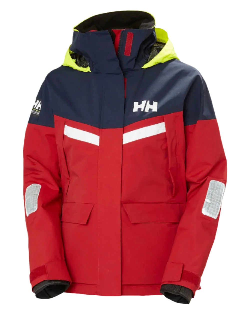 Red coloured Helly Hansen Womens Pier 4.0 Jacket on white background 