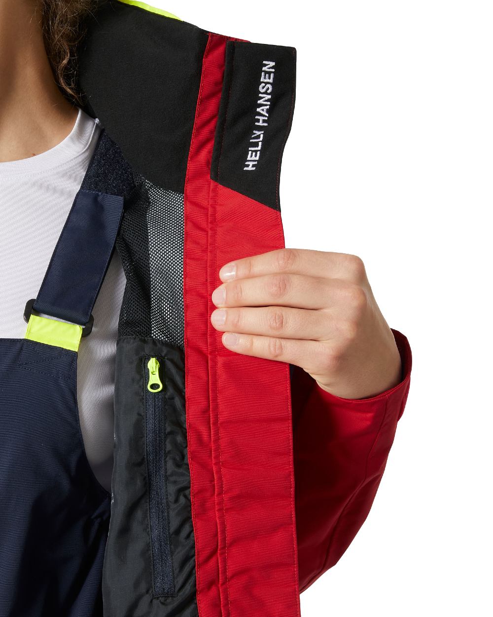 Red coloured Helly Hansen Womens Pier 4.0 Jacket on white background 