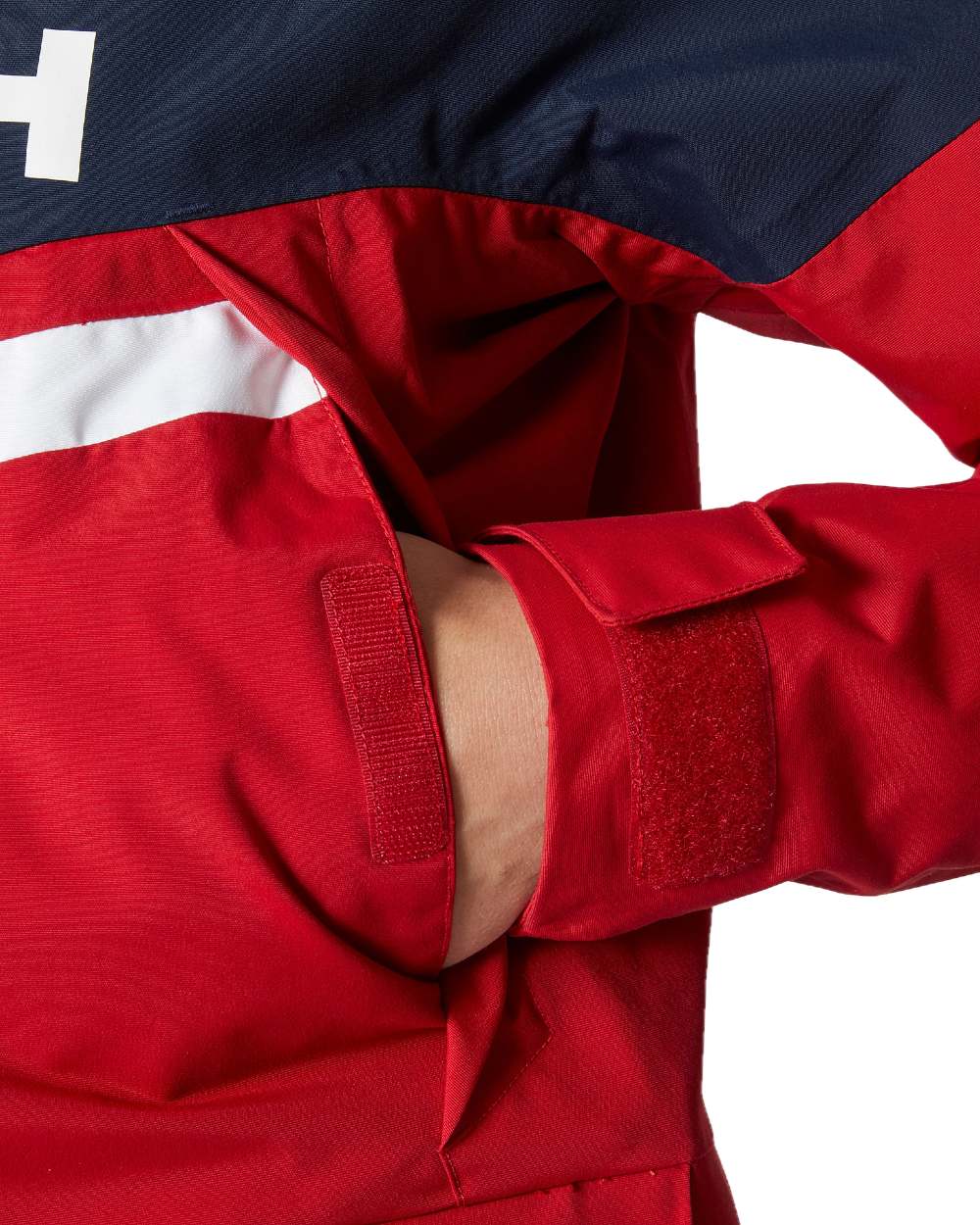 Red coloured Helly Hansen Womens Pier 4.0 Jacket on white background 