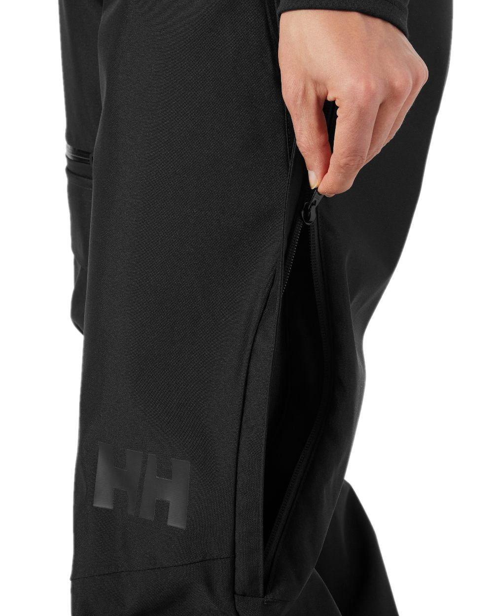 Black Coloured Helly Hansen Womens Powderqueen Bib Pant on white background 