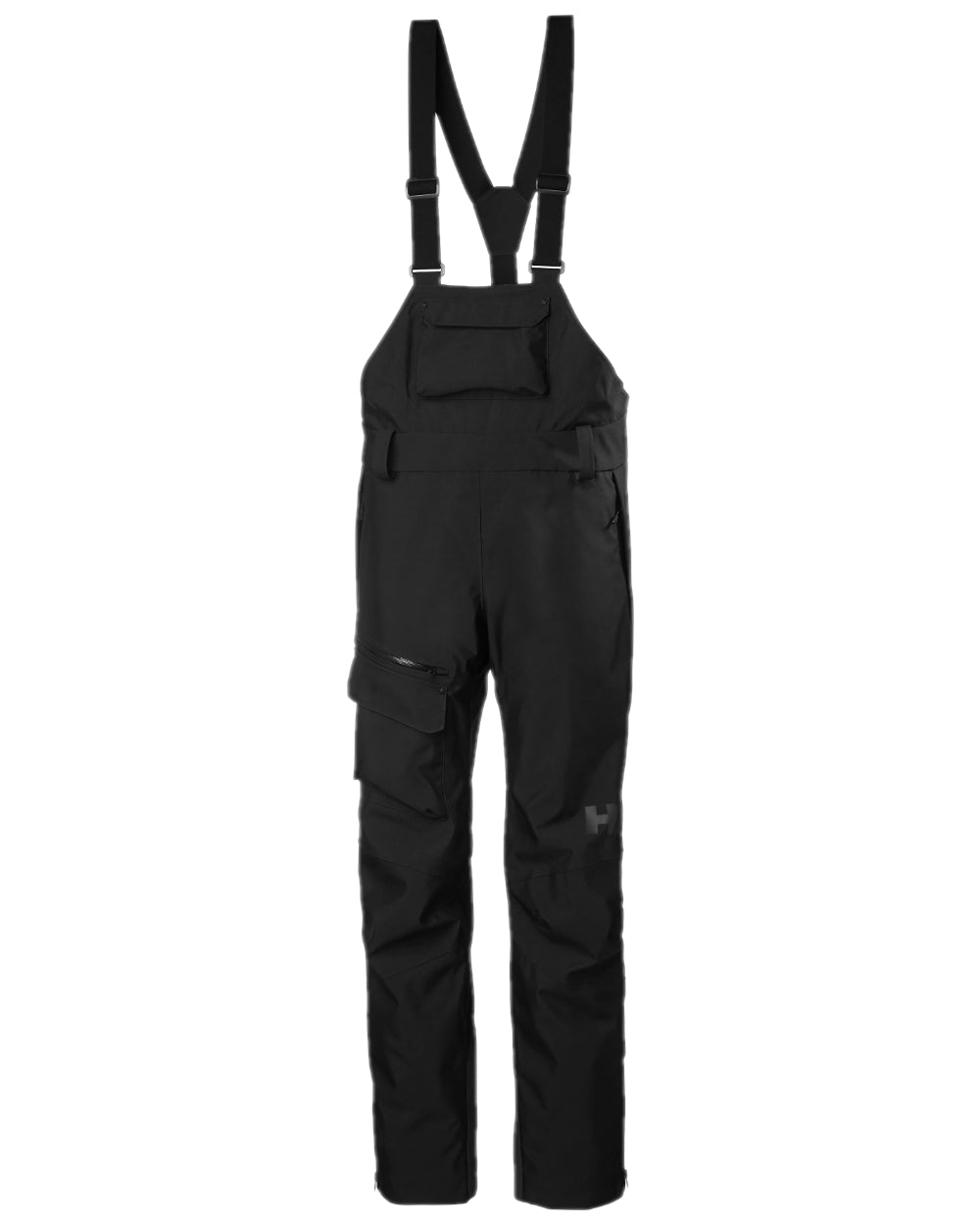 Black Coloured Helly Hansen Womens Powderqueen Bib Pant on white background 