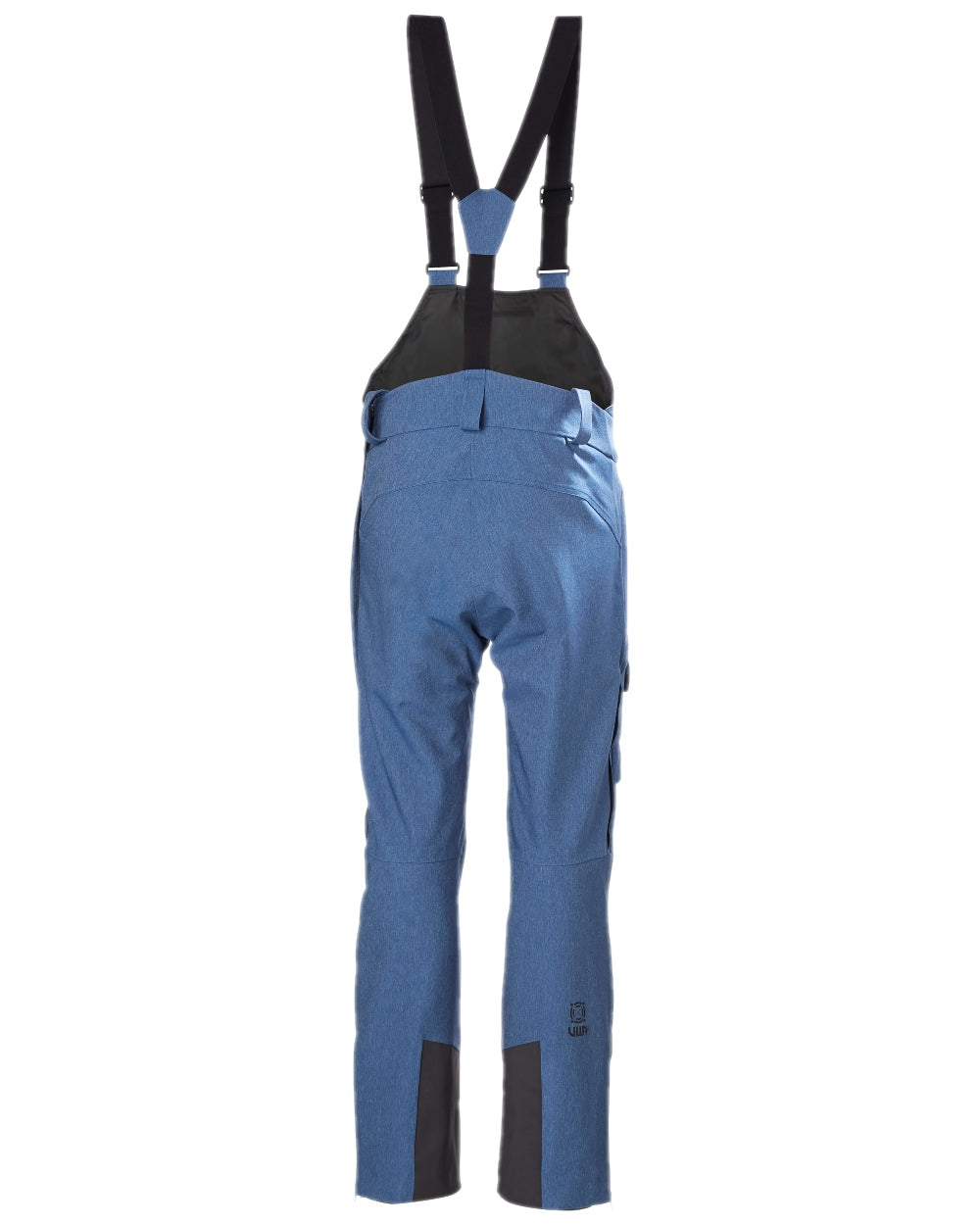 Deep Fjord Denim Coloured Helly Hansen Womens Powderqueen Bib Pant on white background 