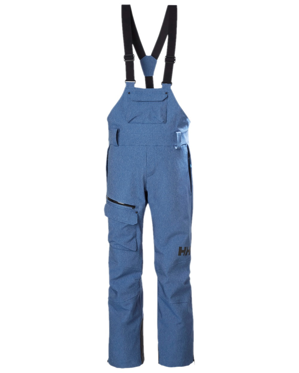 Deep Fjord Denim Coloured Helly Hansen Womens Powderqueen Bib Pant on white background 