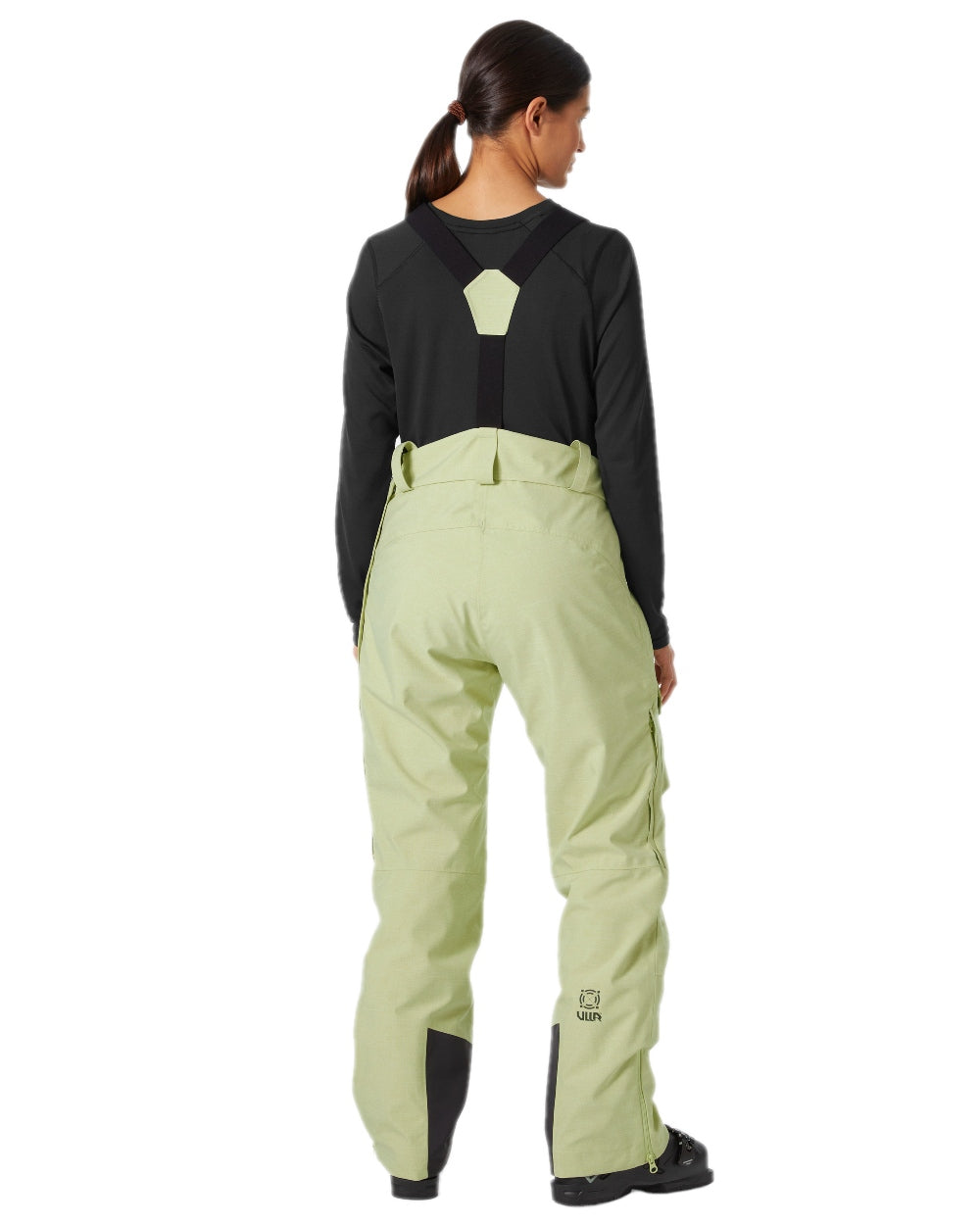 Iced Matcha Coloured Helly Hansen Womens Powderqueen Bib Pant on white background 