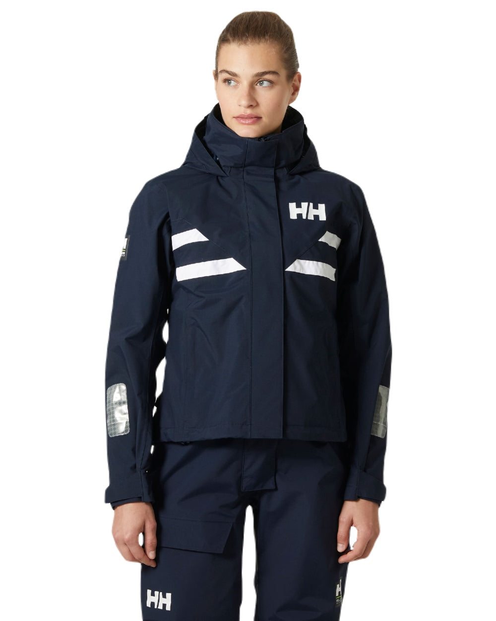 Navy coloured Helly Hansen Womens Quayside Jacket on white background 