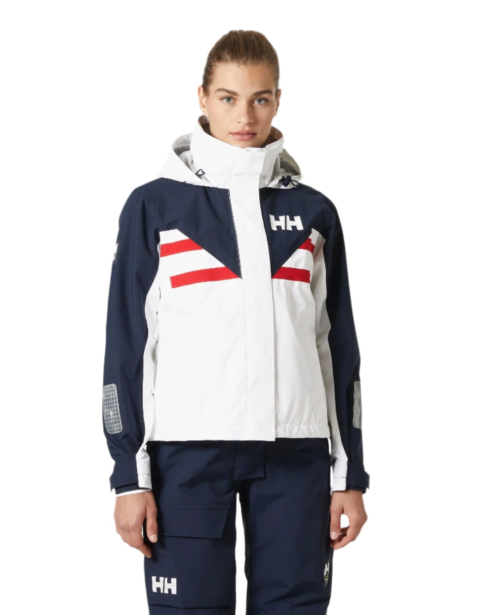 White coloured Helly Hansen Womens Quayside Jacket on white background 