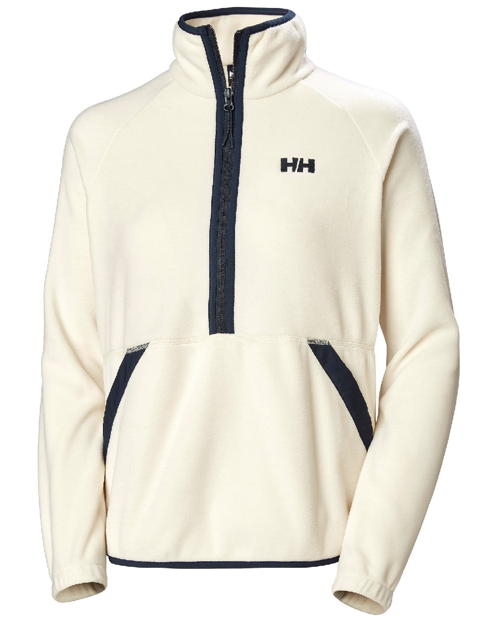 Cream Coloured Helly Hansen Womens Rig Fleece Half Zip Jacket on white background 