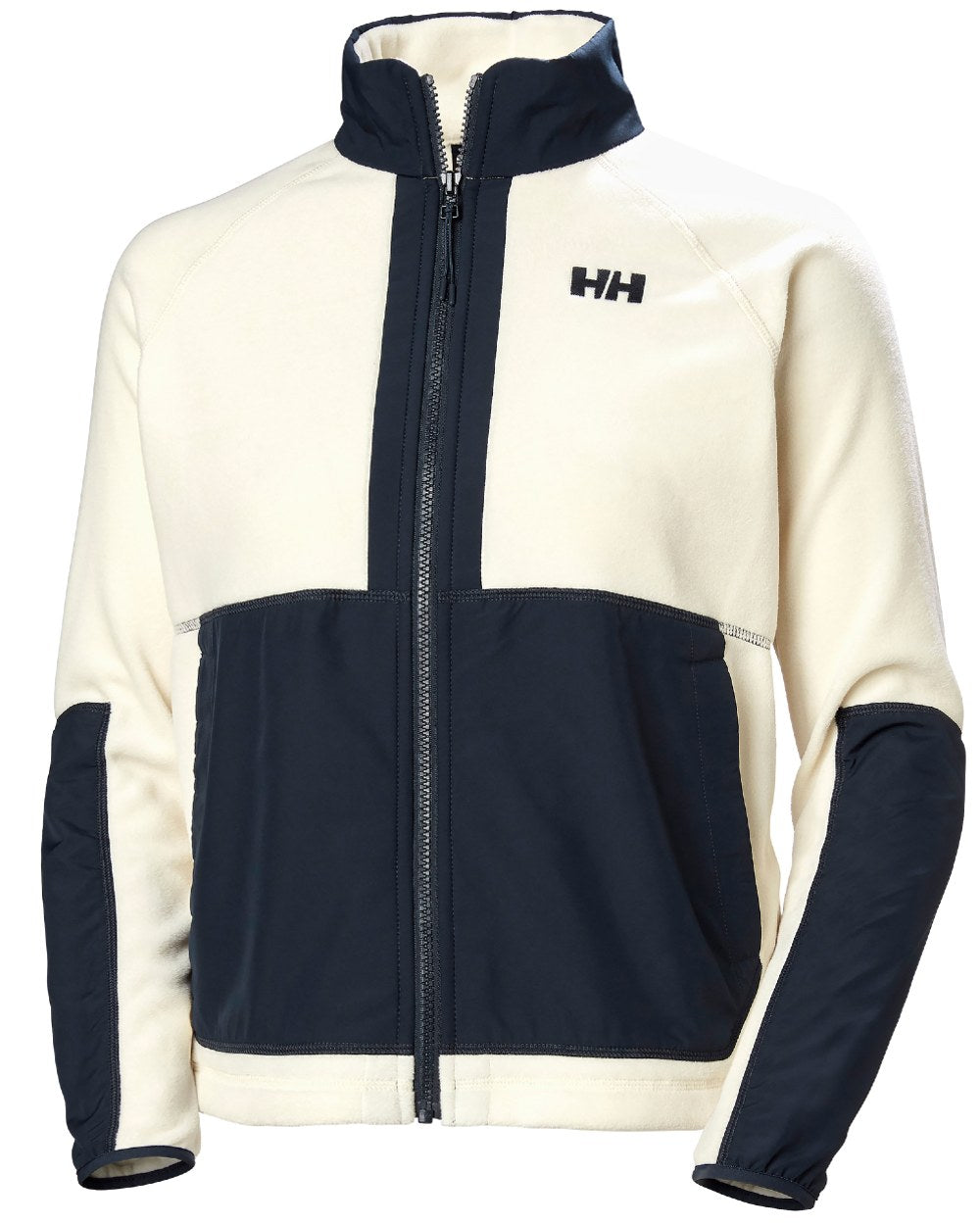 Cream coloured Helly Hansen Womens Rig Fleece Jacket on white background 