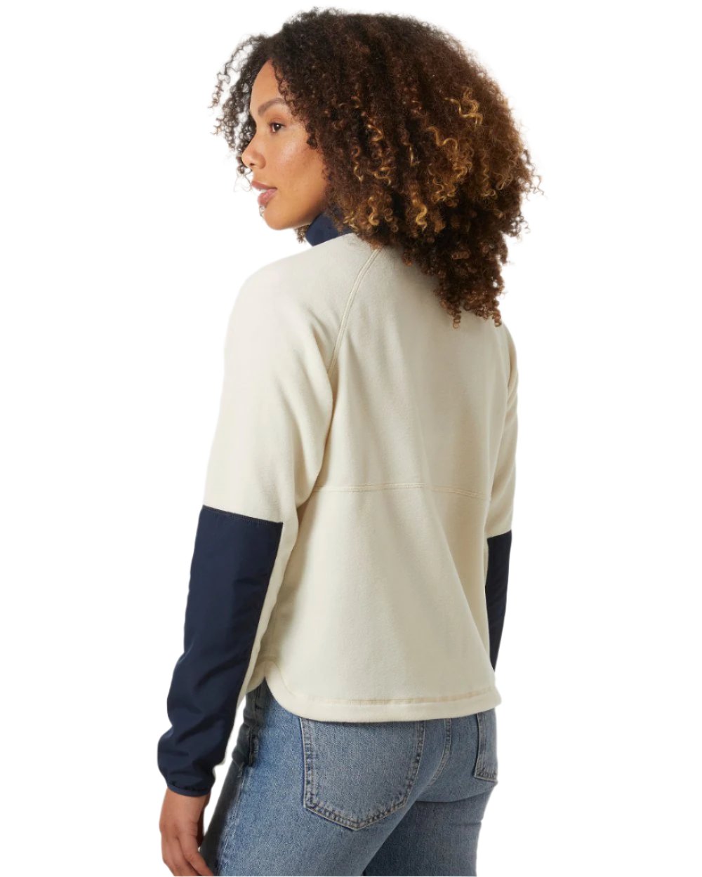 Cream coloured Helly Hansen Womens Rig Fleece Jacket on white background 