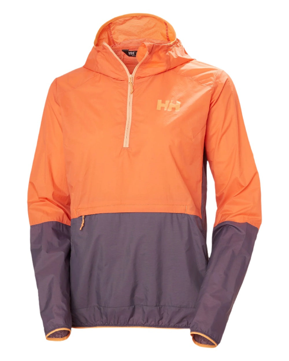Bonfire coloured Helly Hansen Womens Roam Wind Anorak on white background 
