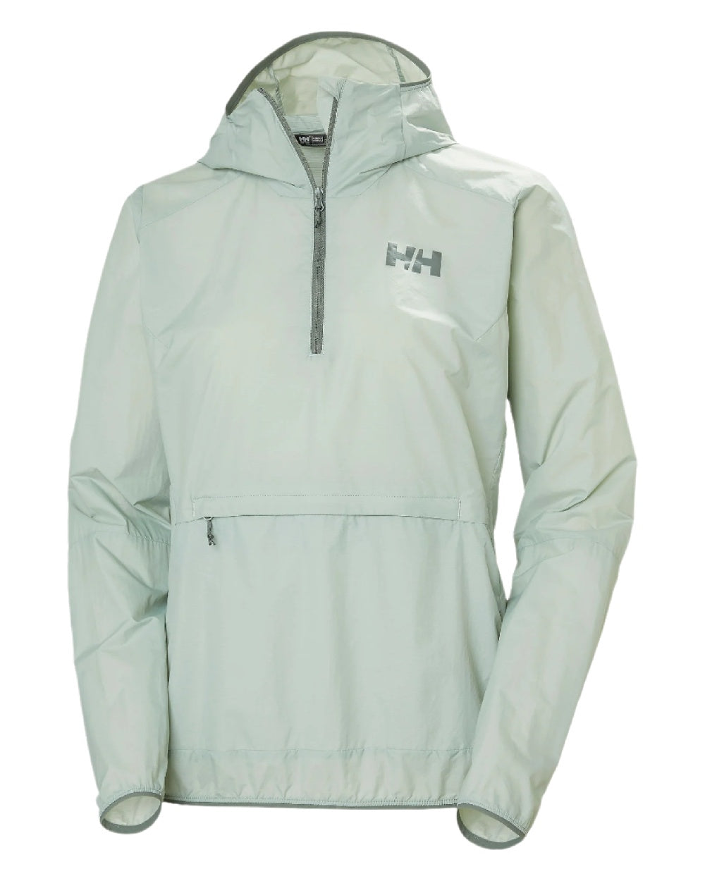 Green Mist coloured Helly Hansen Womens Roam Wind Anorak on white background 