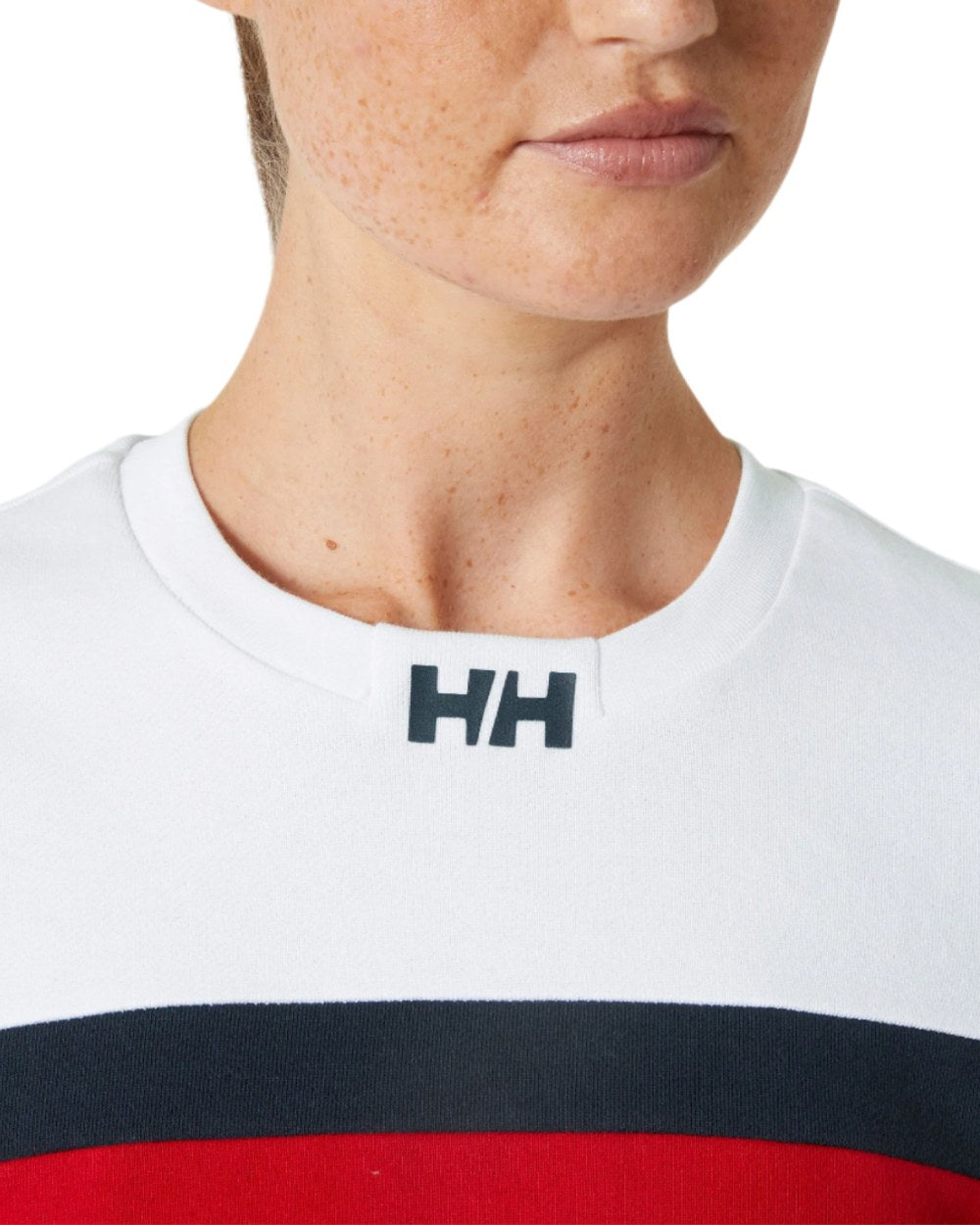 White coloured Helly Hansen Womens Salt Crew Sweatshirt on white background 