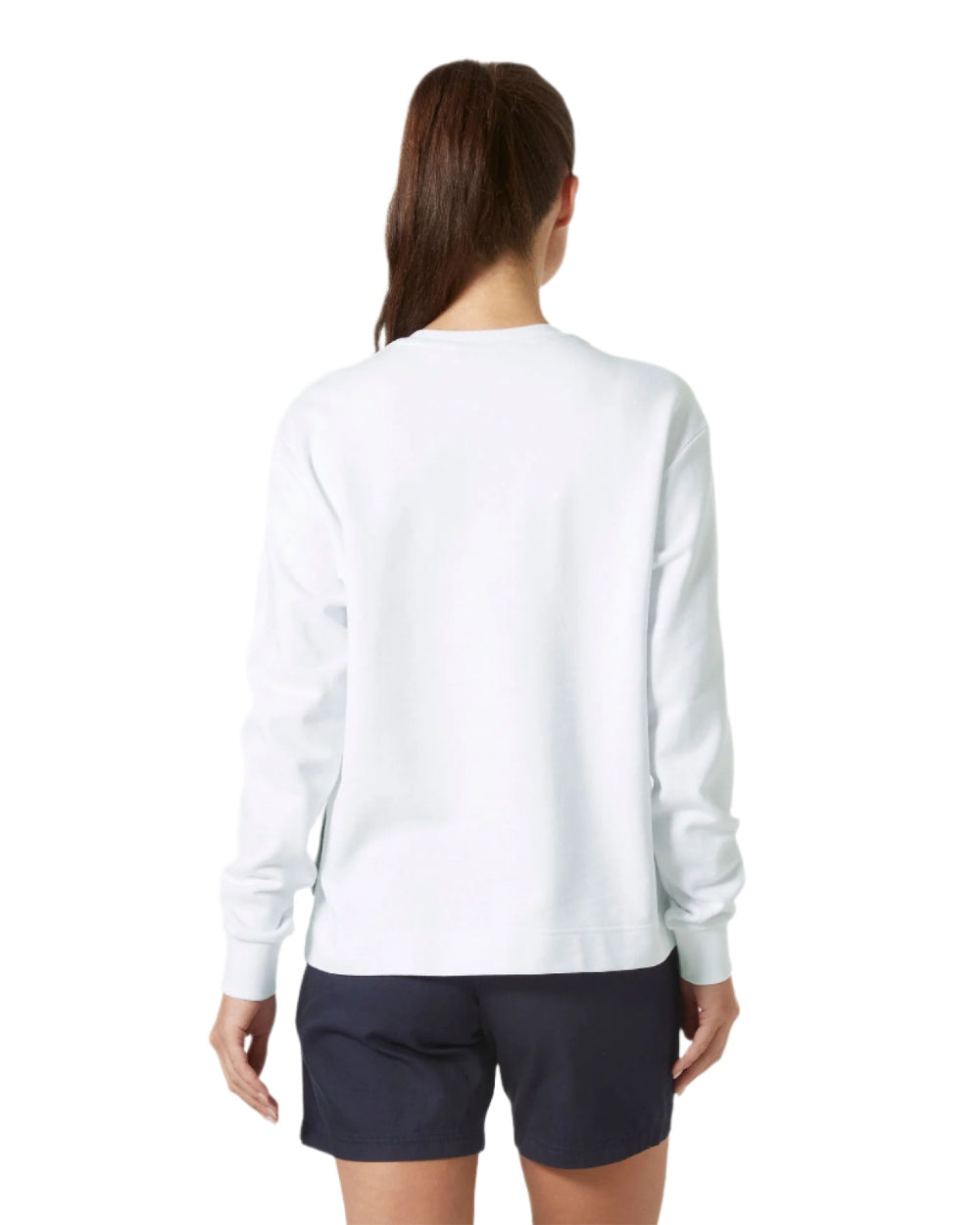 White coloured Helly Hansen Womens Salt Crew Sweatshirt on white background 
