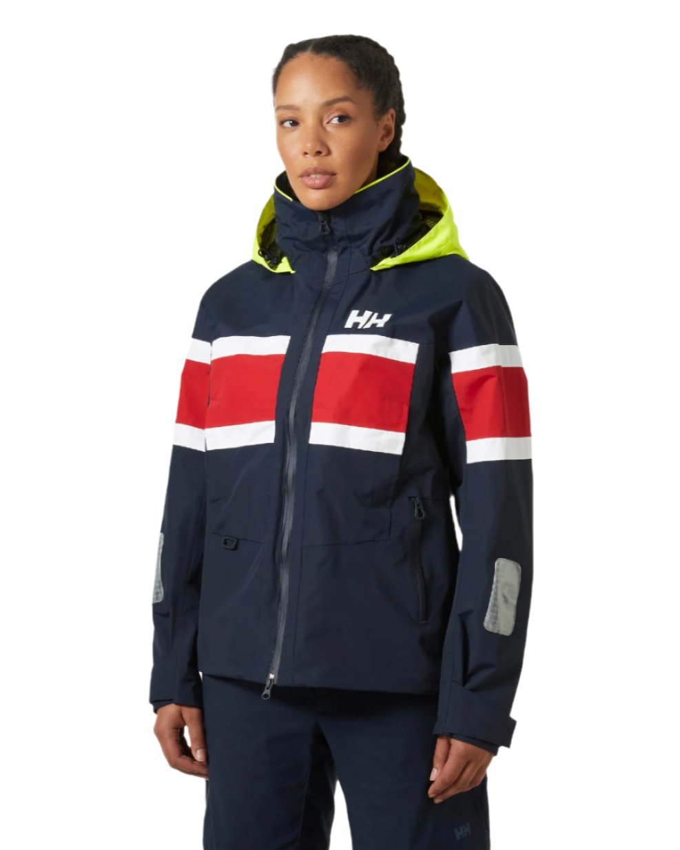 Navy coloured Helly Hansen Womens Salt Original Sailing Jacket on white background 