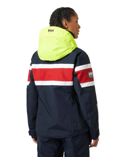 Navy coloured Helly Hansen Womens Salt Original Sailing Jacket on white background 