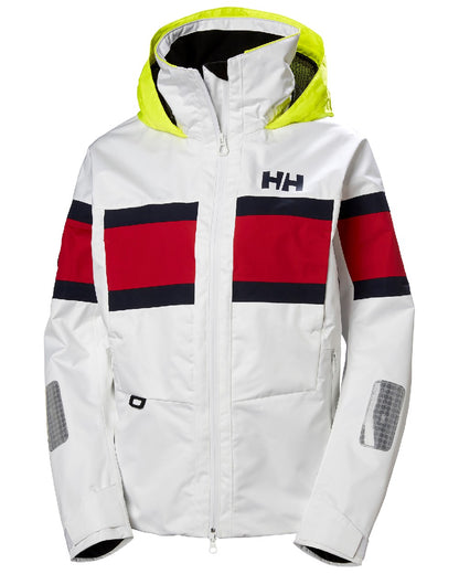 White coloured Helly Hansen Womens Salt Original Sailing Jacket on white background 