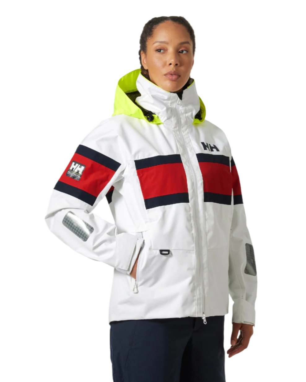 White coloured Helly Hansen Womens Salt Original Sailing Jacket on white background 