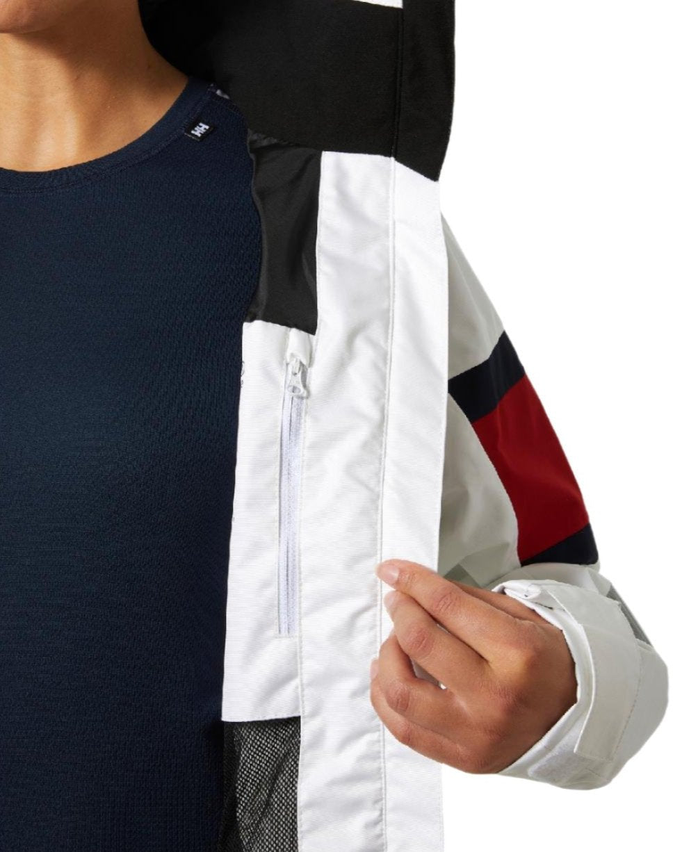 White coloured Helly Hansen Womens Salt Original Sailing Jacket on white background 