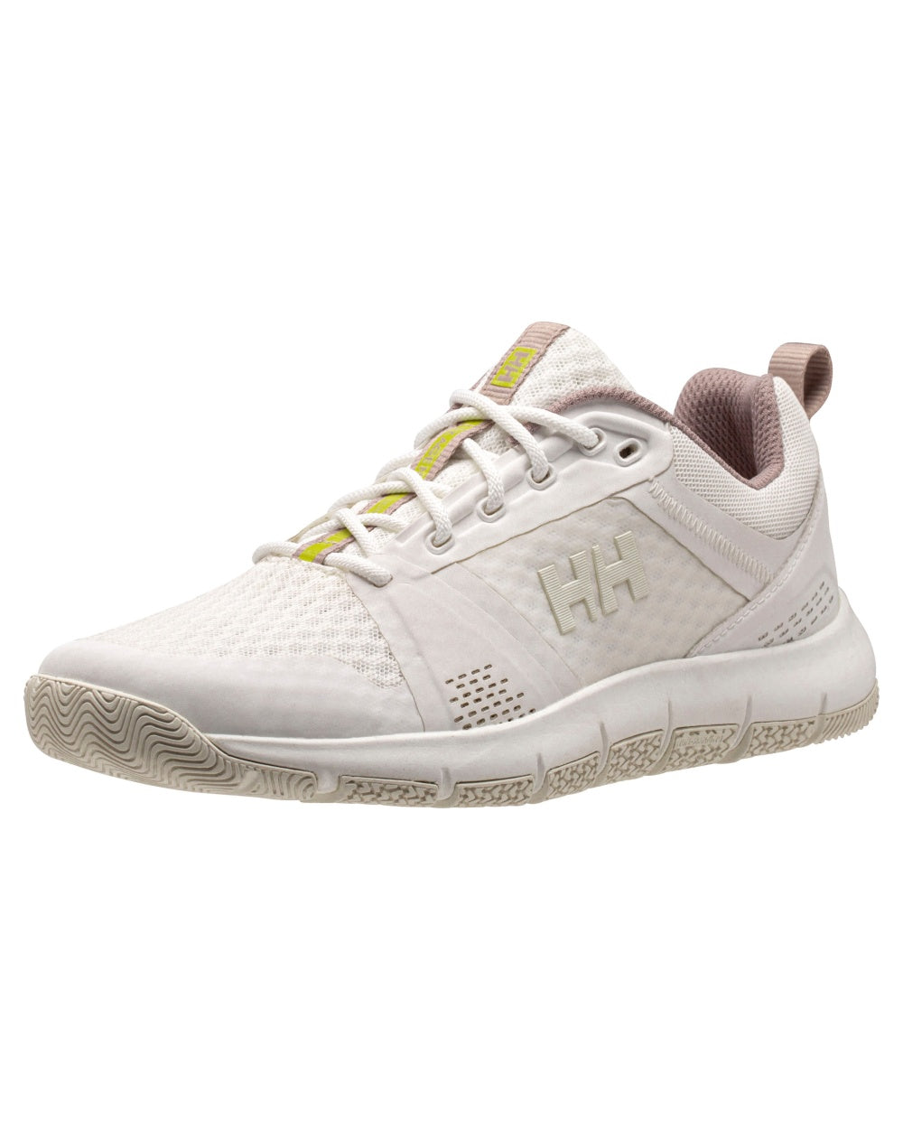 Off White Pink Cloud Coloured Helly Hansen Womens Skagen F-1 Offshore Shoes on white background 