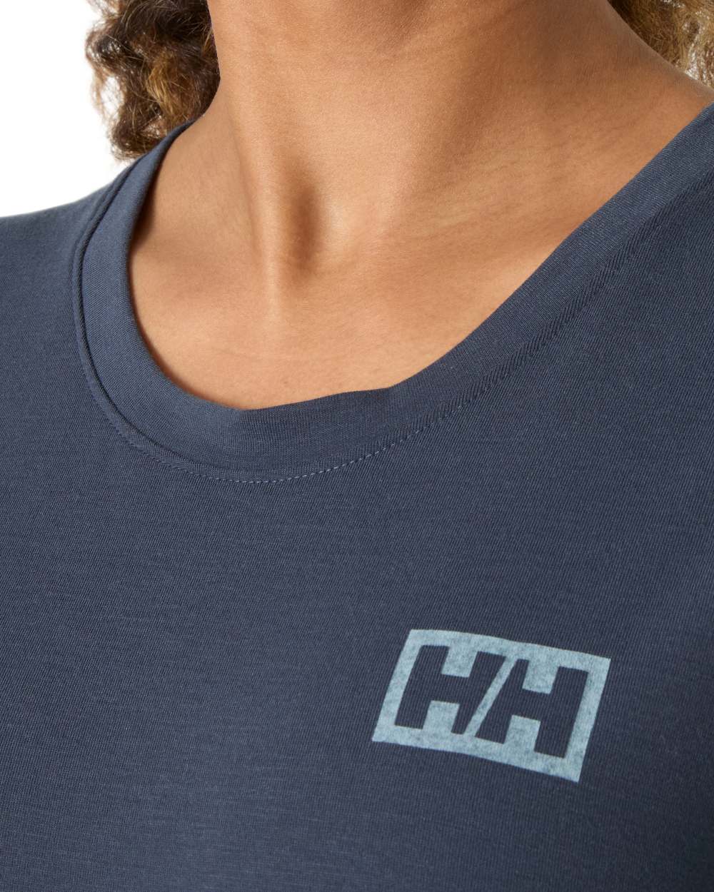 Alpine Frost coloured Helly Hansen Womens Skog Recycled Graphic T-Shirt on white background 